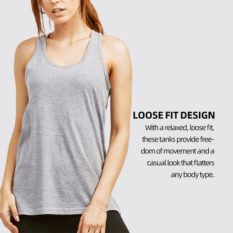 4 Pack Women's 100% Cotton Loose Fit Tank Top