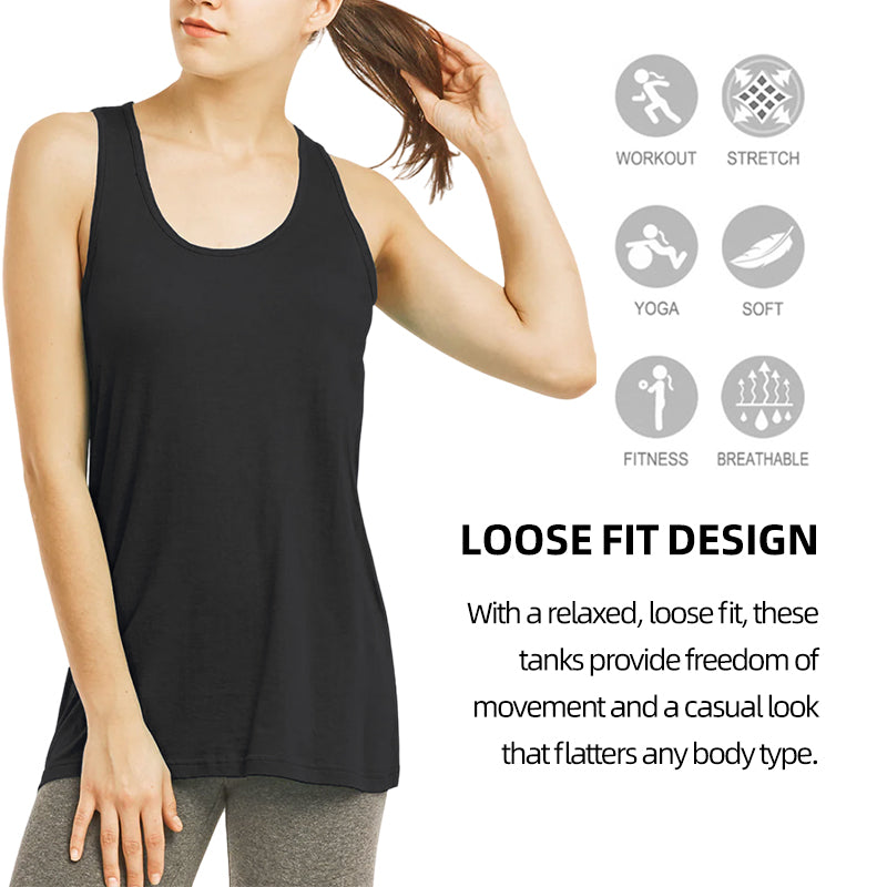 4 Pack Women's 100% Cotton Loose Fit Tank Top