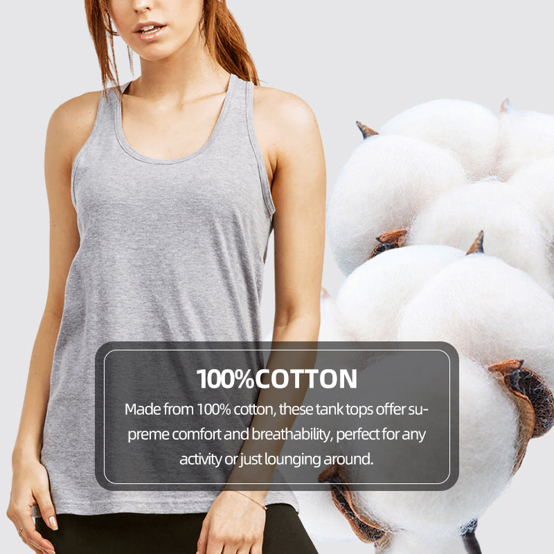 4 Pack Women's 100% Cotton Loose Fit Tank Top