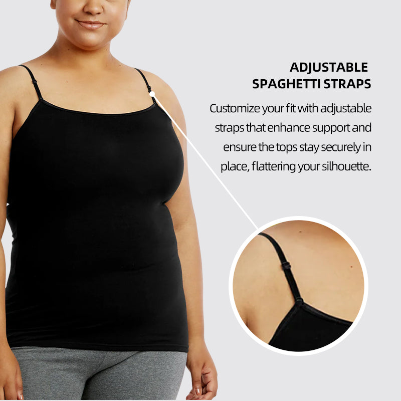 3 Pack Women's Curvy Plus Size Camisole Top with Adjustable Spaghetti Strap