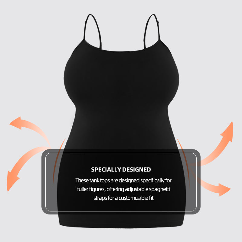 3 Pack Women's Curvy Plus Size Camisole Top with Adjustable Spaghetti Strap