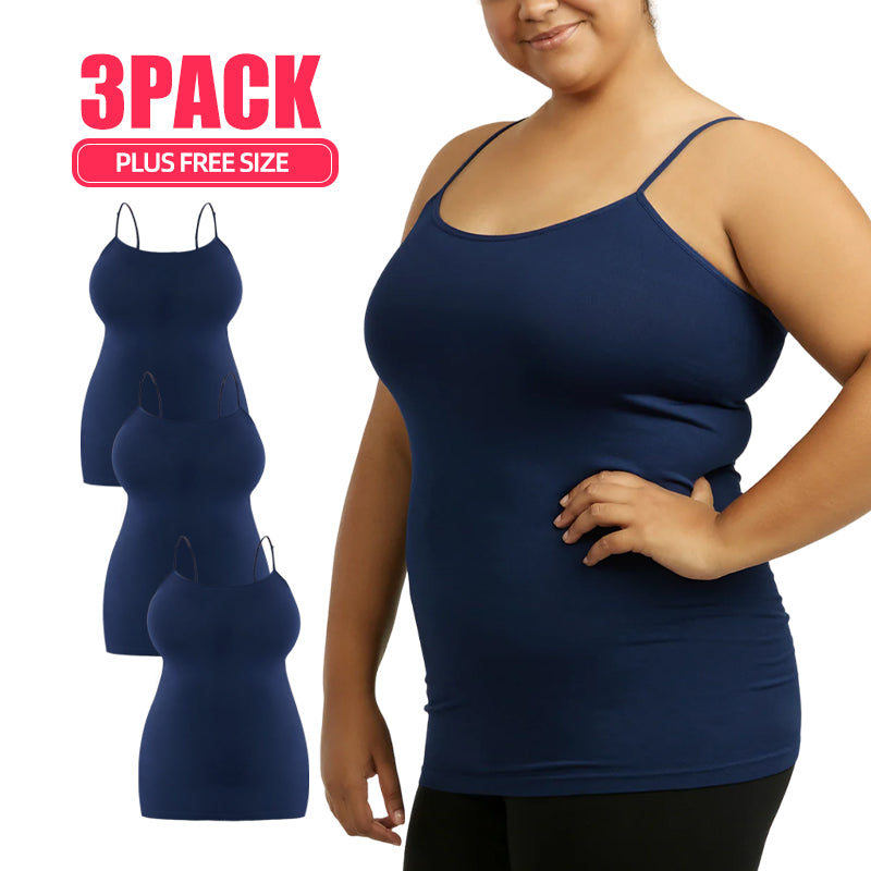 3 Pack Women's Curvy Plus Size Camisole Top with Adjustable Spaghetti Strap