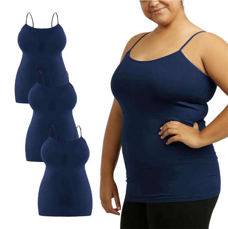 3 Pack Women's Curvy Plus Size Camisole Top with Adjustable Spaghetti Strap