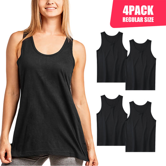 4 Pack Women's 100% Cotton Loose Fit Tank Top