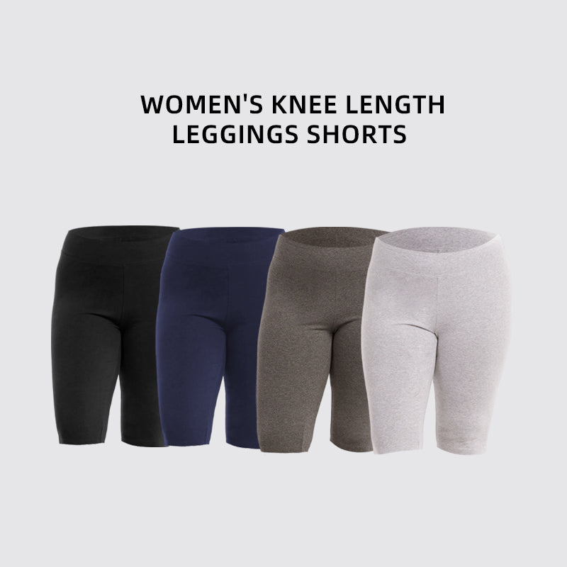 3 Pack Women's Curvy Plus Size Knee Length Cotton Legging Shorts