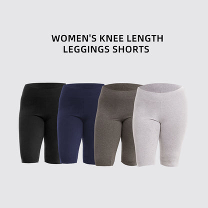 3 Pack Women's Curvy Plus Size Knee Length Cotton Legging Shorts